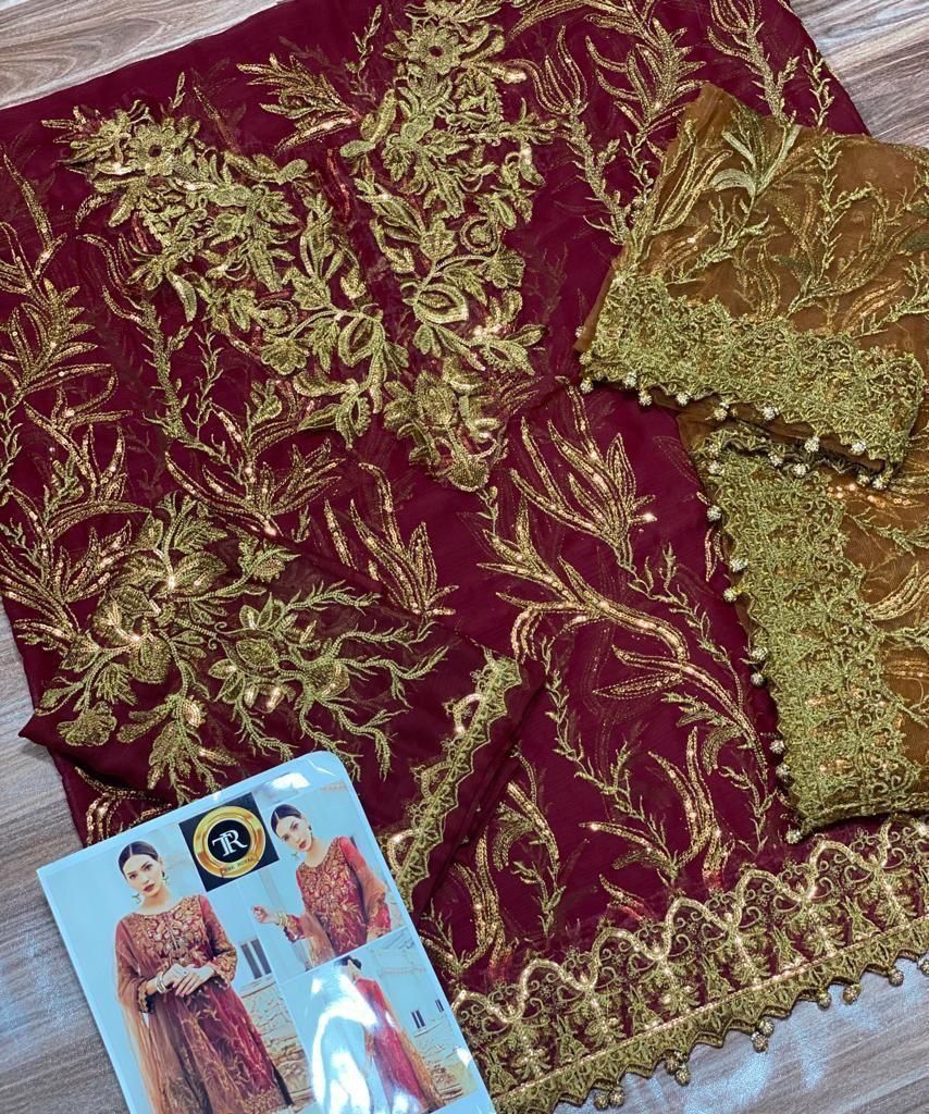 The Desire By Chiffon suit with heavy net embroidery Dupatta