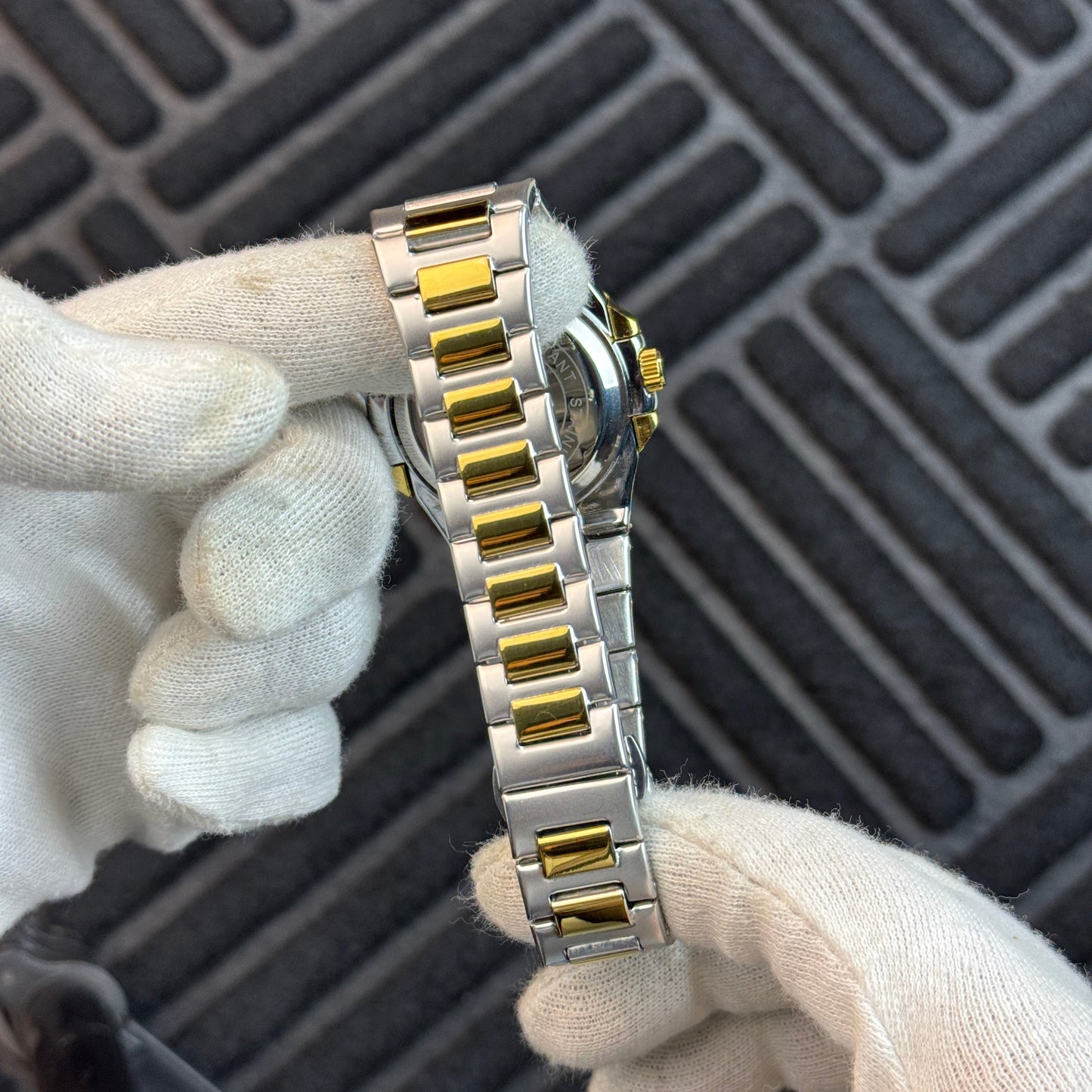 Patek Phillipe Silver & Golden Chain With Blue Dial