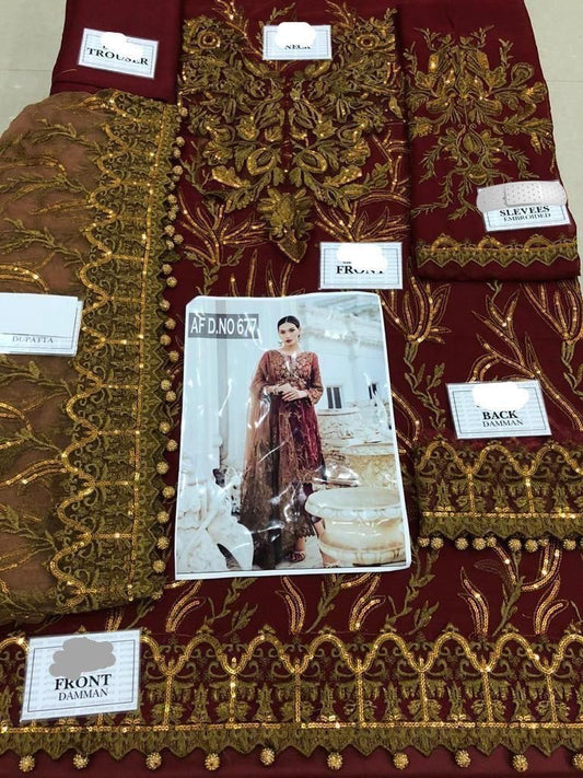 The Desire By Chiffon suit with heavy net embroidery Dupatta